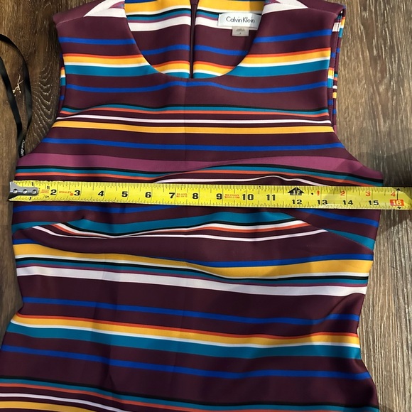 Calvin Klein stripped multi-color below knee sleeveless pencil dress size 6. - Picture 5 of 7
